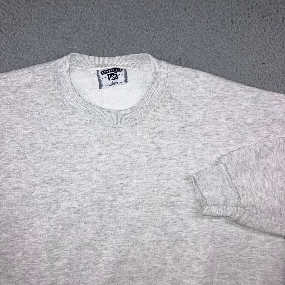 Vintage 90s Lee Heavyweight Crewneck Sweatshirt XL Gray USA Blank Retro Grunge